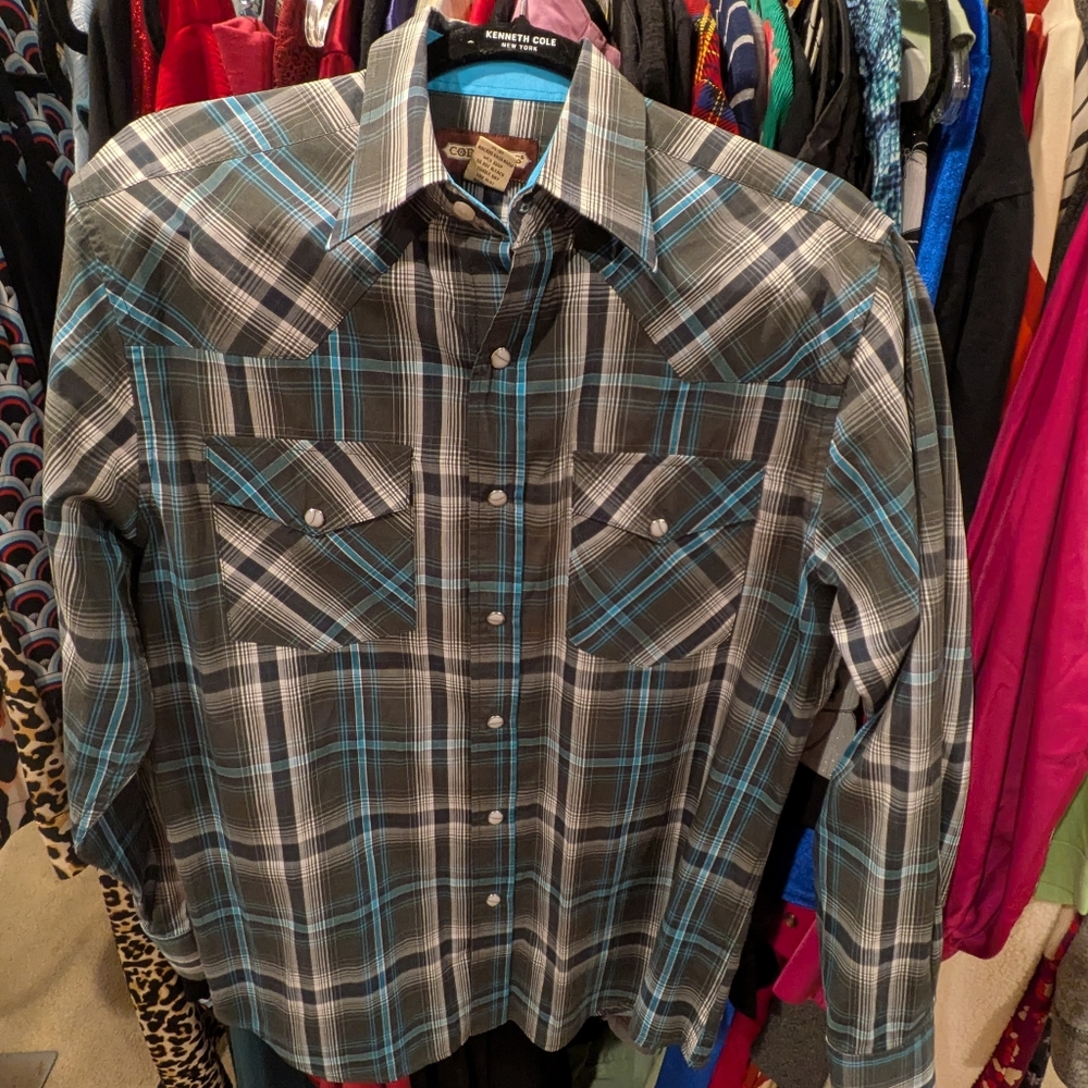 Cody James Men's Western Plaid Pearl Snap Shirt - M